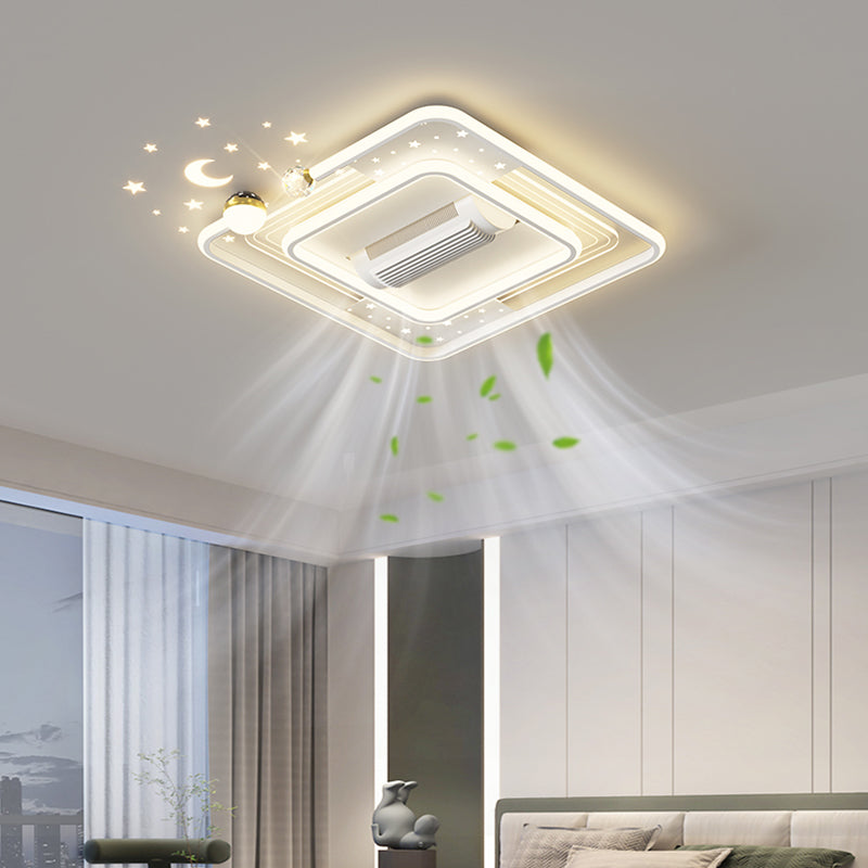 （BF212）BEMFAN 2026 New Bladeless Ceiling Fan with Light, three color dimming, 20-inch Modern Recessed Ceiling Fan with Remote Control and Dimmable LED Light, 6-Speed Fan Light, Suitable for Bedroom and Living Room, Applicable Voltage Range: 100-240V