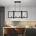 Rectangular Frame Design Iron Black Industrial Chandelier Pendant Lights
