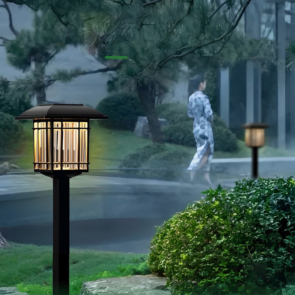 Vintage-Modern Solar Square Lawn Lights Waterproof, Durable Outdoor Lighting