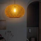 Round Creative Handmade Bamboo Rattan Modern Chandelier Pendant Lights