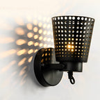Retro Iron Hollow Adjustable Black Industrial Style Plug in Wall Sconce Lighting