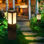 Remote-Controlled Industrial Solar Bollard Lights Waterproof & Square Outdoor Lighting