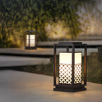 Retro Black LED Solar Lawn Lamp Patterned Pathway Lights for Outdoors