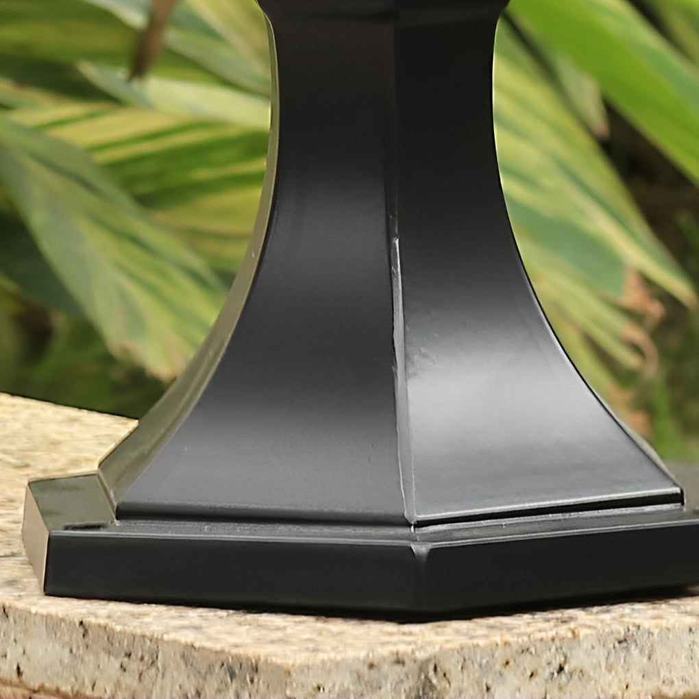 Vintage Classic Black LED Outdoor Lawn Post Light with Water Glass Lens