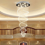 Double Spiral Three Step Dimming LED Modern Staircase Chandelier Light