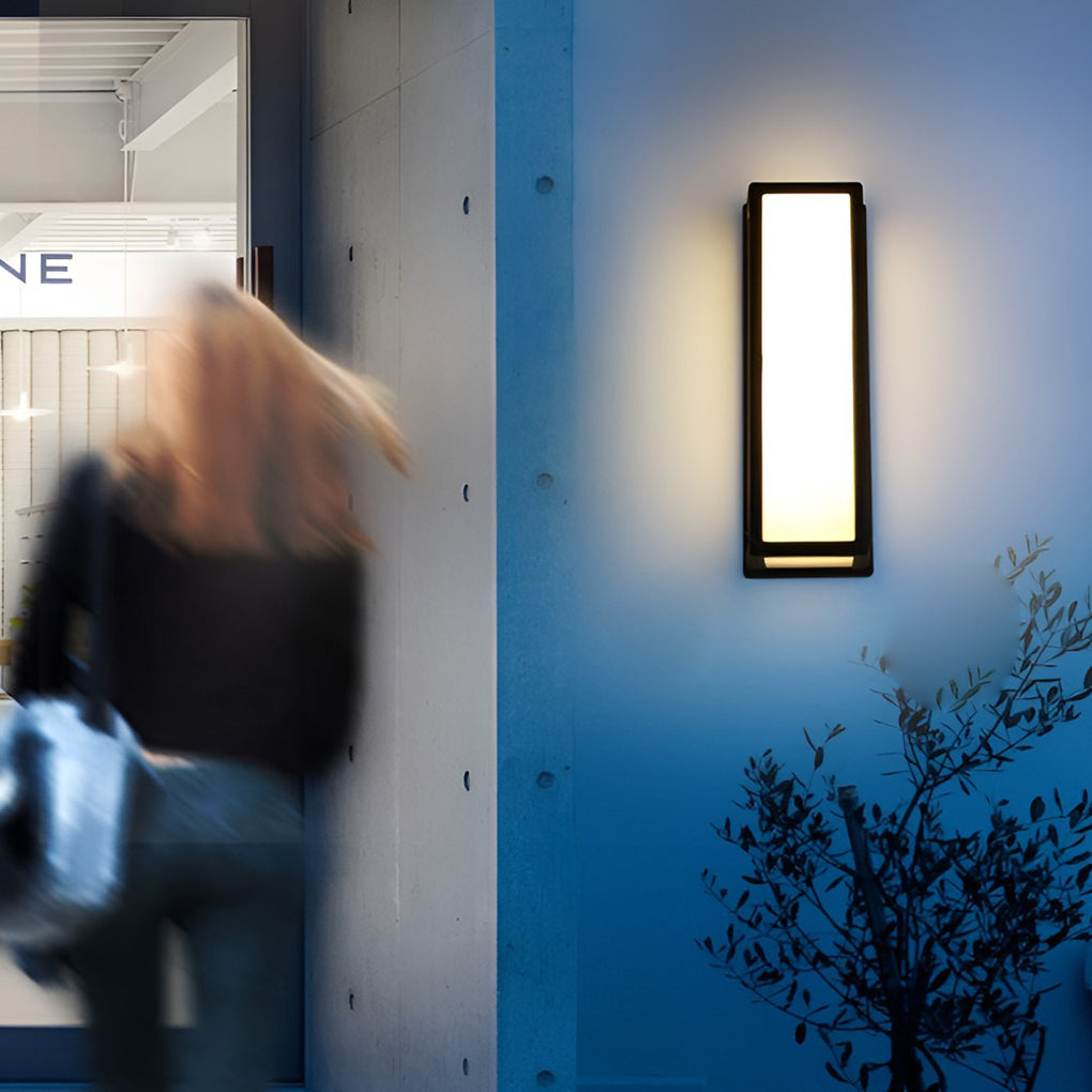 [Open-Box] White Rectangle LED Waterproof Motion Sensor Black Modern Wall Sconce Lighting