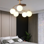 5-Light Glass Ball Spiral Metallic Semi-Flush Mount Ceiling Light