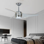 52 Inches Minimalist LED Single Lamp Remote Control Integrated Ceiling Fan Chandelier