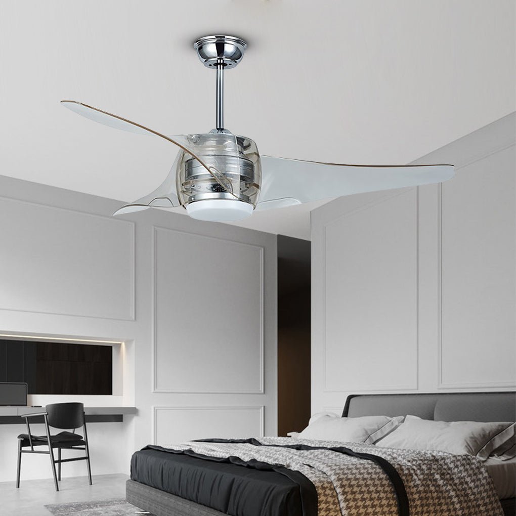 52 Inches Minimalist LED Single Lamp Remote Control Integrated Ceiling Fan Chandelier