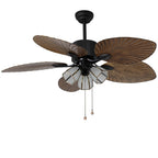 52'' Leaf Shaped Blades Dimming 12W LED Rustic Inverter Ceiling Fan Light