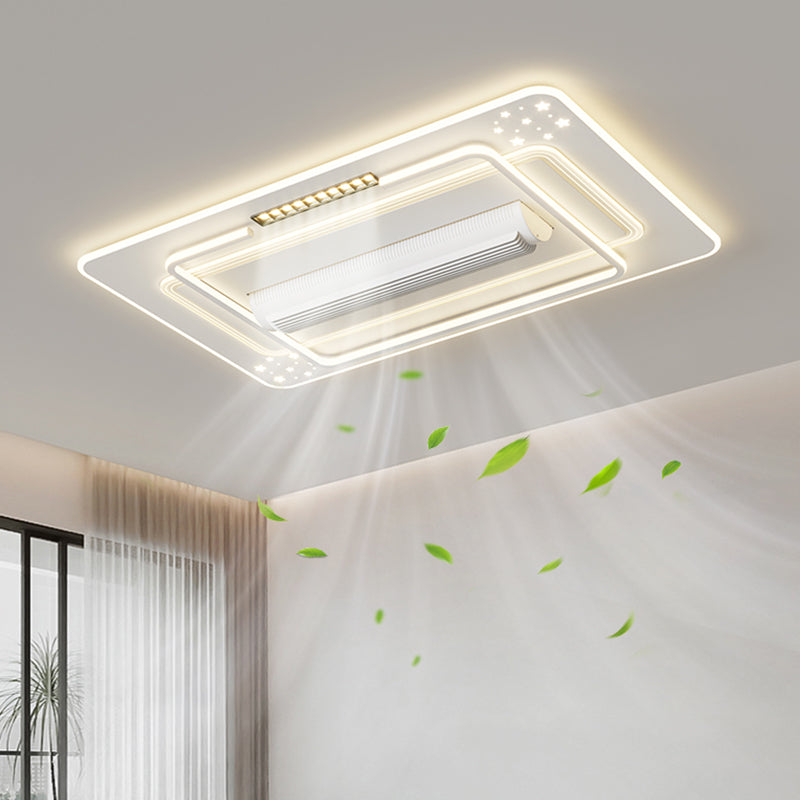 （BF251）BEMFAN 2026 New Bladeless Ceiling Fan with Light, three color dimming, 43-inch*28-inch Modern  Ceiling Fan with Remote Control and Dimmable LED Light, 6-Speed Fan Light, Suitable for Bedroom and Living Room,Applicable Voltage Range: 100-240V