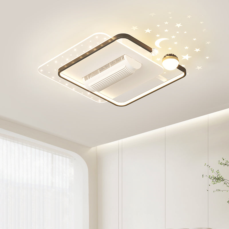 （BF214）BEMFAN 2026 New Bladeless Ceiling Fan with Light,three color dimming,  20-inch Modern Recessed Ceiling Fan with Remote Control and Dimmable LED Light, 6-Speed Fan Light, Suitable for Bedroom and Living Room, Applicable Voltage Range: 100-240V