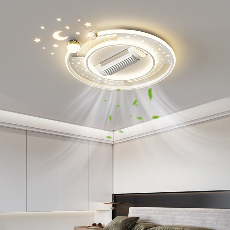 （BF212）BEMFAN 2026 New Bladeless Ceiling Fan with Light, three color dimming, 20-inch Modern Recessed Ceiling Fan with Remote Control and Dimmable LED Light, 6-Speed Fan Light, Suitable for Bedroom and Living Room, Applicable Voltage Range: 100-240V