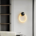 Creative Round Handmade Nylon Weaving LED Black Modern Wall Light Fixture