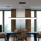 Minimalist Linear Strip Stepless Dimming LED Black Modern Chandelier