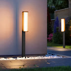Back-to-Back Dual Cylinder LED Pathway Lights Black Waterproof Outdoor Lamp