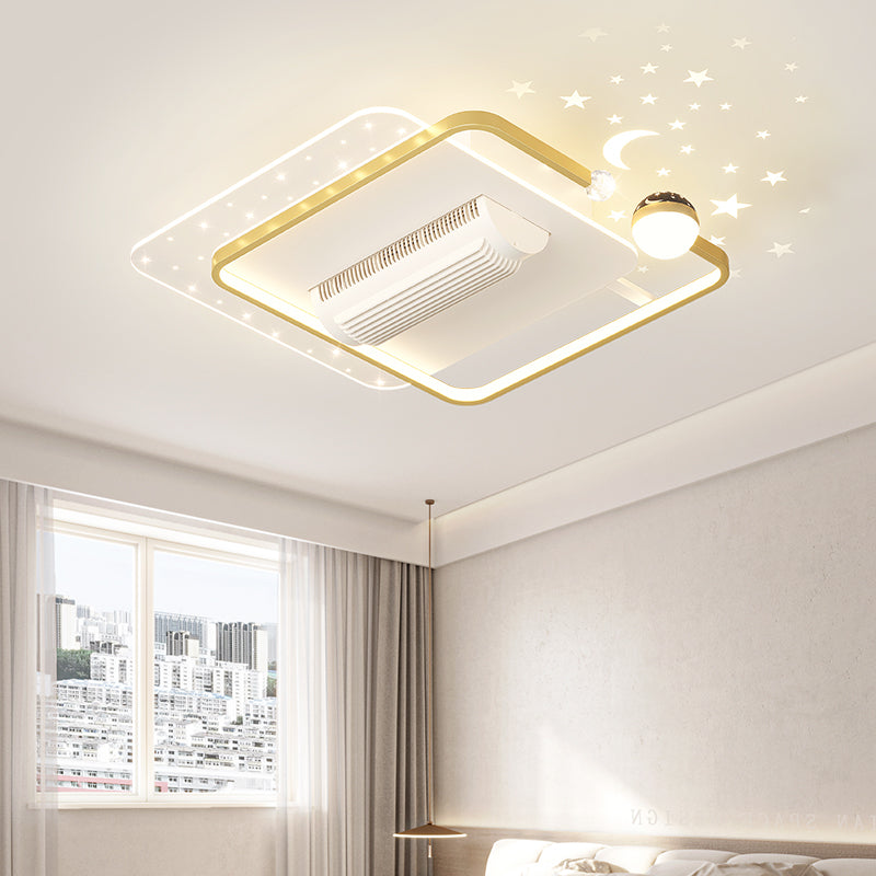 （BF214）BEMFAN 2026 New Bladeless Ceiling Fan with Light,three color dimming,  20-inch Modern Recessed Ceiling Fan with Remote Control and Dimmable LED Light, 6-Speed Fan Light, Suitable for Bedroom and Living Room, Applicable Voltage Range: 100-240V