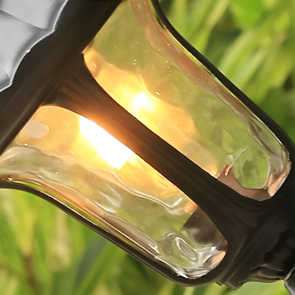 Vintage Classic Black LED Outdoor Lawn Post Light with Water Glass Lens