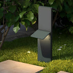 Modern Vertical LED Solar Pathway Lights Dual Panel Downlighting Design