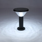 Contemporary Tapered Solar LED Pathway Light Black Cylindrical Outdoor Lighting