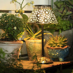 Solar Silver Metal Table Lamp LED Waterproof Outdoor Lamp