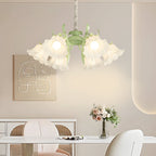 6 Heads Flowers Leaves Three Step Dimming French Style Chandelier Lamp