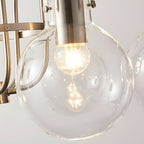 6-Light Glass Globe Shade Indoor Nickel Finish Chandelier