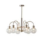 6-Light Glass Globe Shade Indoor Nickel Finish Chandelier