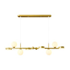 6/8-Light 3step Dimming Glass Ball LED Long Dining Room Chandelier