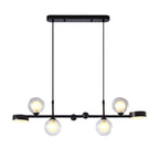 6/8-Light 3step Dimming Glass Ball LED Long Dining Room Chandelier