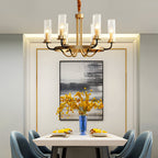 6/8-Light Candlelight Wagon Wheel Chandelier with Glass Shades
