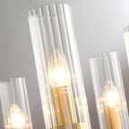 6/8-Light Candlelight Wagon Wheel Chandelier with Glass Shades