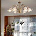 6/8-Light Glass Lily Chandelier French Pastoral Gold Fixture