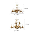 6/9-Light Brass Branch Candle Vintage Chandelier with Crystal Accents