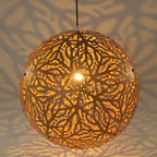 Handmade Hollowed Ball Basswood Shade LED Creative Modern Chandelier