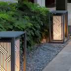 Gray Retro Aesthetic Waterproof LED Outdoor Pathway Cuboid Lantern