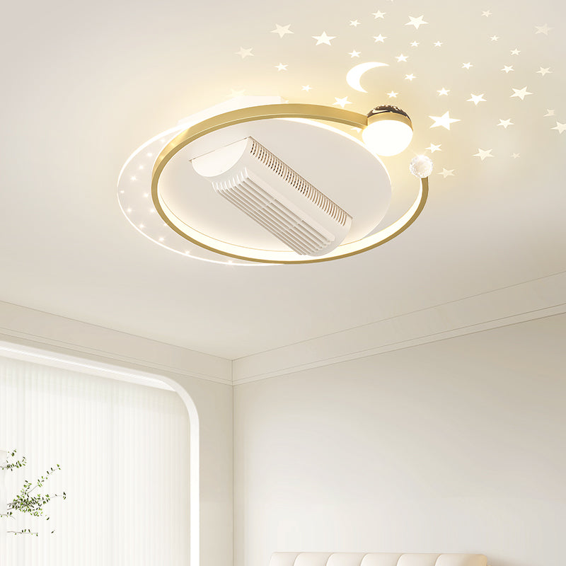 （BF214）BEMFAN 2026 New Bladeless Ceiling Fan with Light,three color dimming,  20-inch Modern Recessed Ceiling Fan with Remote Control and Dimmable LED Light, 6-Speed Fan Light, Suitable for Bedroom and Living Room, Applicable Voltage Range: 100-240V