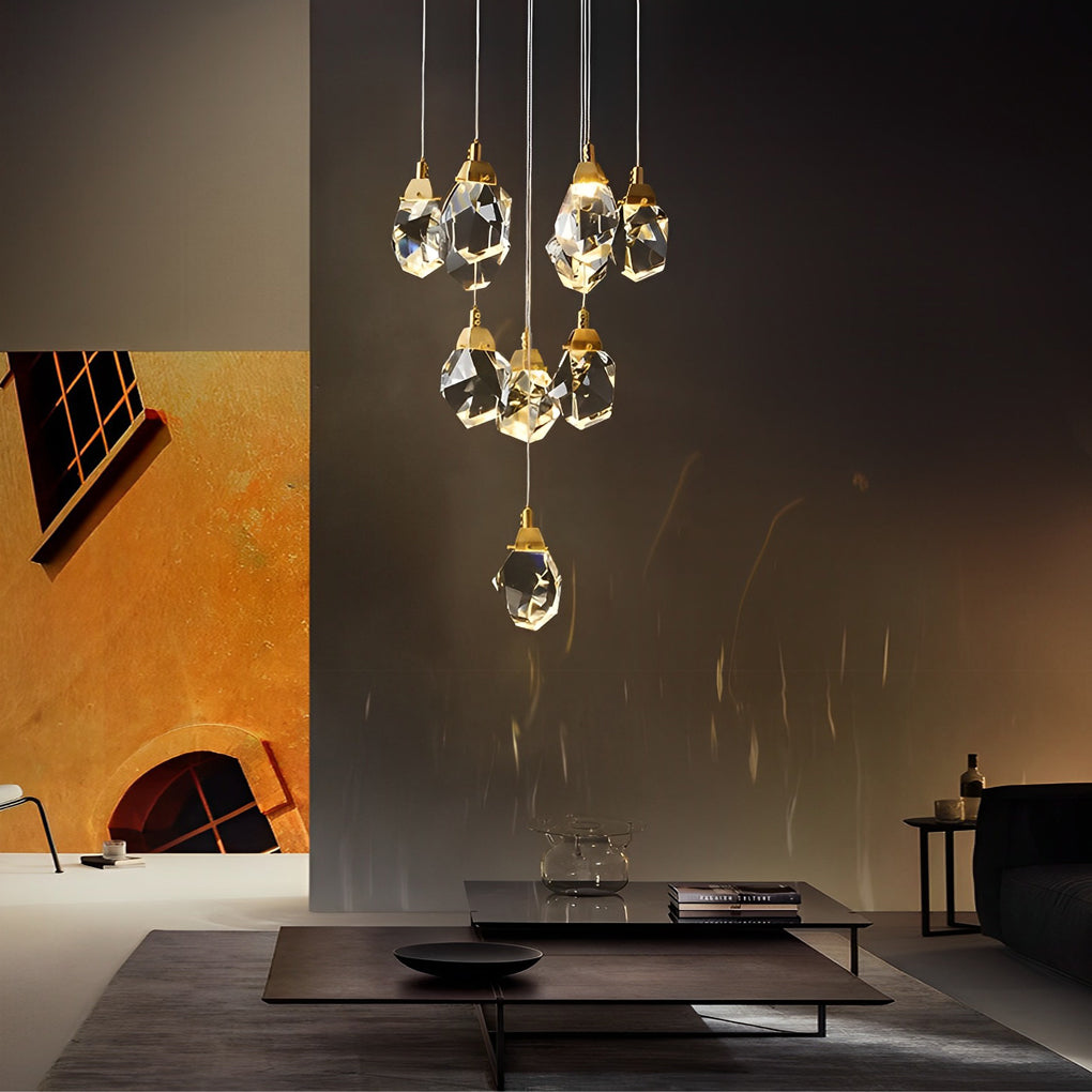 Luxury Staircase Chandelier Modern Spiral Crystal High Ceiling Light