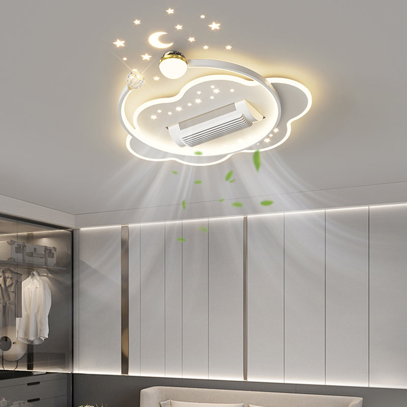 （BF212）BEMFAN 2026 New Bladeless Ceiling Fan with Light, three color dimming, 20-inch Modern Recessed Ceiling Fan with Remote Control and Dimmable LED Light, 6-Speed Fan Light, Suitable for Bedroom and Living Room, Applicable Voltage Range: 100-240V