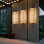 [Open-Box]Retro Vertical Stripe Grid LED Waterproof Brown Outdoor Wall Lamp