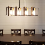 Wood Frame Creative Retro American Style Long Dining Room Chandeliers