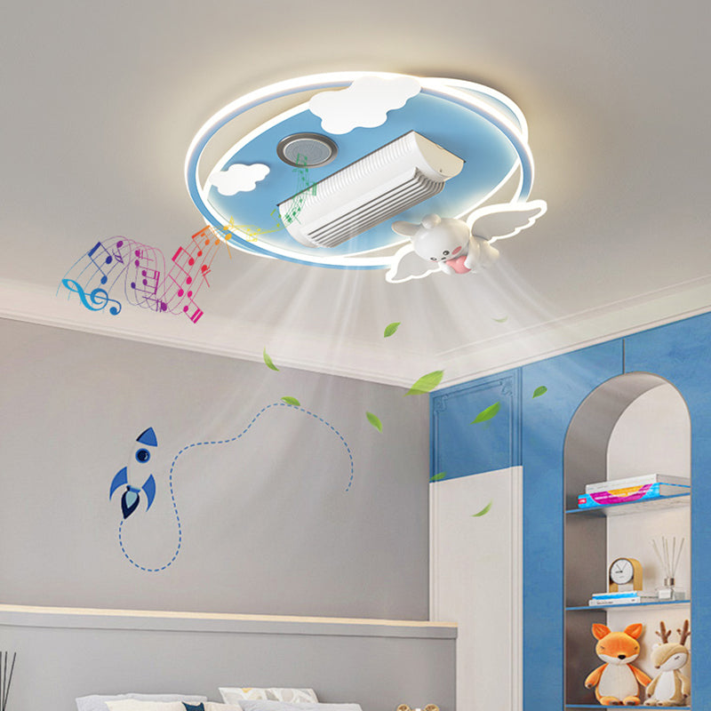 （BF237）BEMFAN 2026 New Bladeless Ceiling Fan with Light, three color dimming, 20-inch Modern Recessed Ceiling Fan with Remote Control and Dimmable LED Light, 6-Speed Fan Light, Suitable for Bedroom and Living Room, Applicable Voltage Range: 100-240V