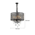 Round Iron Crystal Pendant Retro American Style Chandelier Hanging Lights