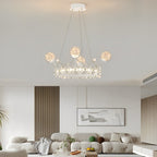 Flower Decor Crowns Crystal Glass Three Step Dimming Nordic Chandelier