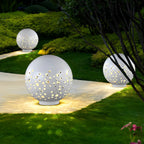 Waterproof Round Metal Hollow White Modern Outdoor Lanterns Lawn Lamp