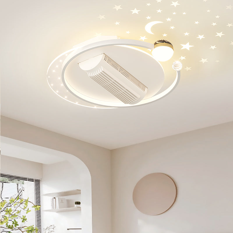 （BF214）BEMFAN 2026 New Bladeless Ceiling Fan with Light,three color dimming,  20-inch Modern Recessed Ceiling Fan with Remote Control and Dimmable LED Light, 6-Speed Fan Light, Suitable for Bedroom and Living Room, Applicable Voltage Range: 100-240V