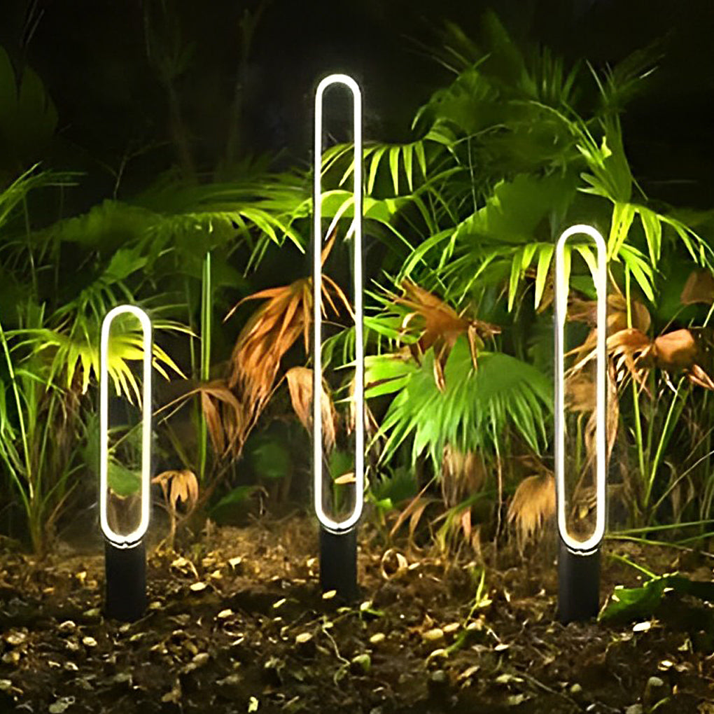 Modern Long Linear LED Solar Pathway Lights in Black Aluminum, Waterproof