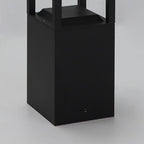 Hollow Rectangular Solar LED Pathway Bollard Lights Black Aluminum Modern Design