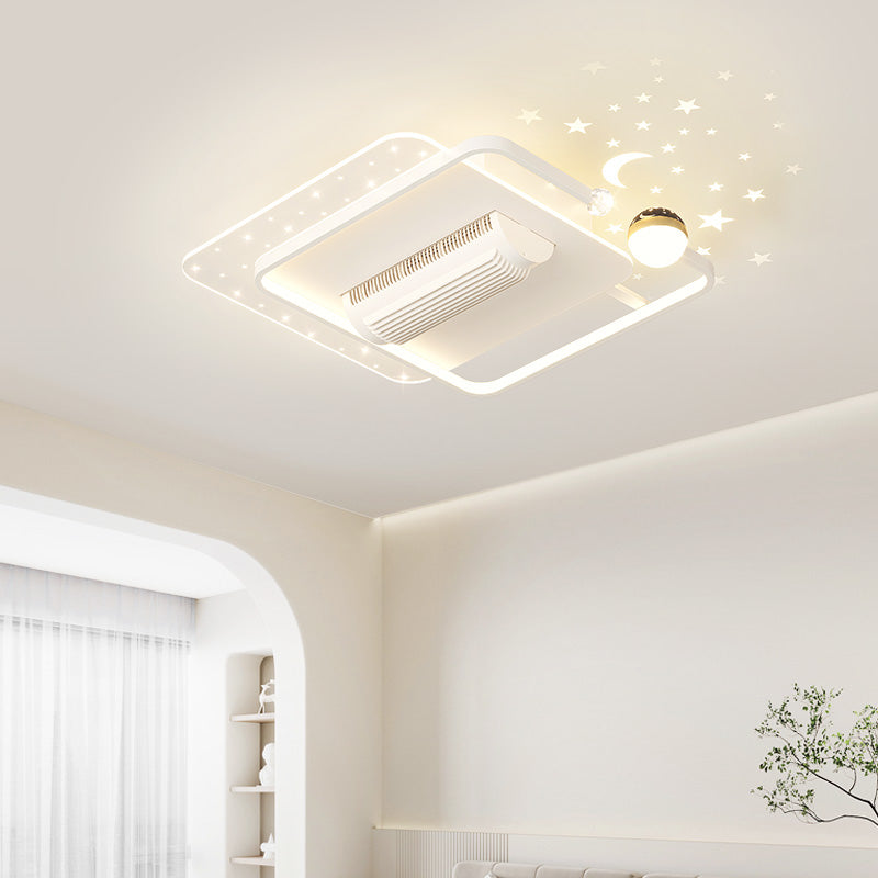 （BF214）BEMFAN 2026 New Bladeless Ceiling Fan with Light,three color dimming,  20-inch Modern Recessed Ceiling Fan with Remote Control and Dimmable LED Light, 6-Speed Fan Light, Suitable for Bedroom and Living Room, Applicable Voltage Range: 100-240V