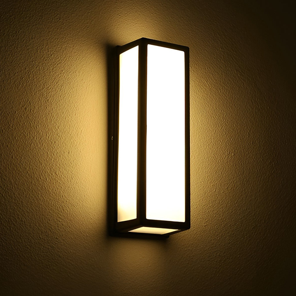 [Open-Box] Warm White Rectangle LED Waterproof Motion Sensor Black Modern Wall Sconce Lighting
